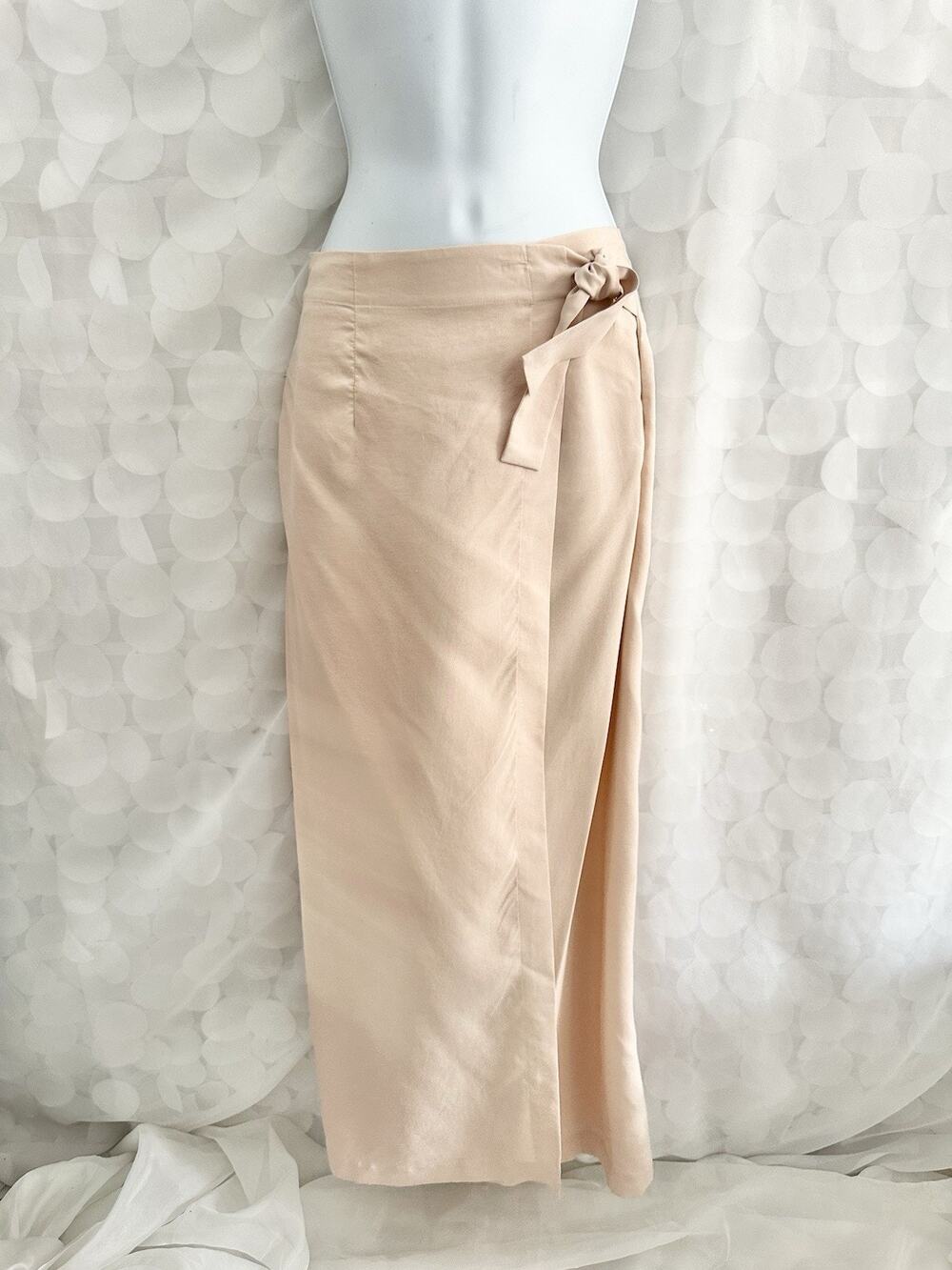 VTG 100% Silk XS Long Wrap Skirt Blush Pink EXPRESS SILK 90’s Elegant Party